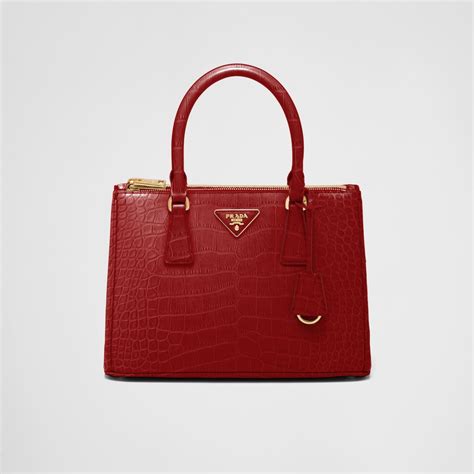 red alligator prada purse|Fiery Red Small Prada Galleria Crocodile Leather Bag .